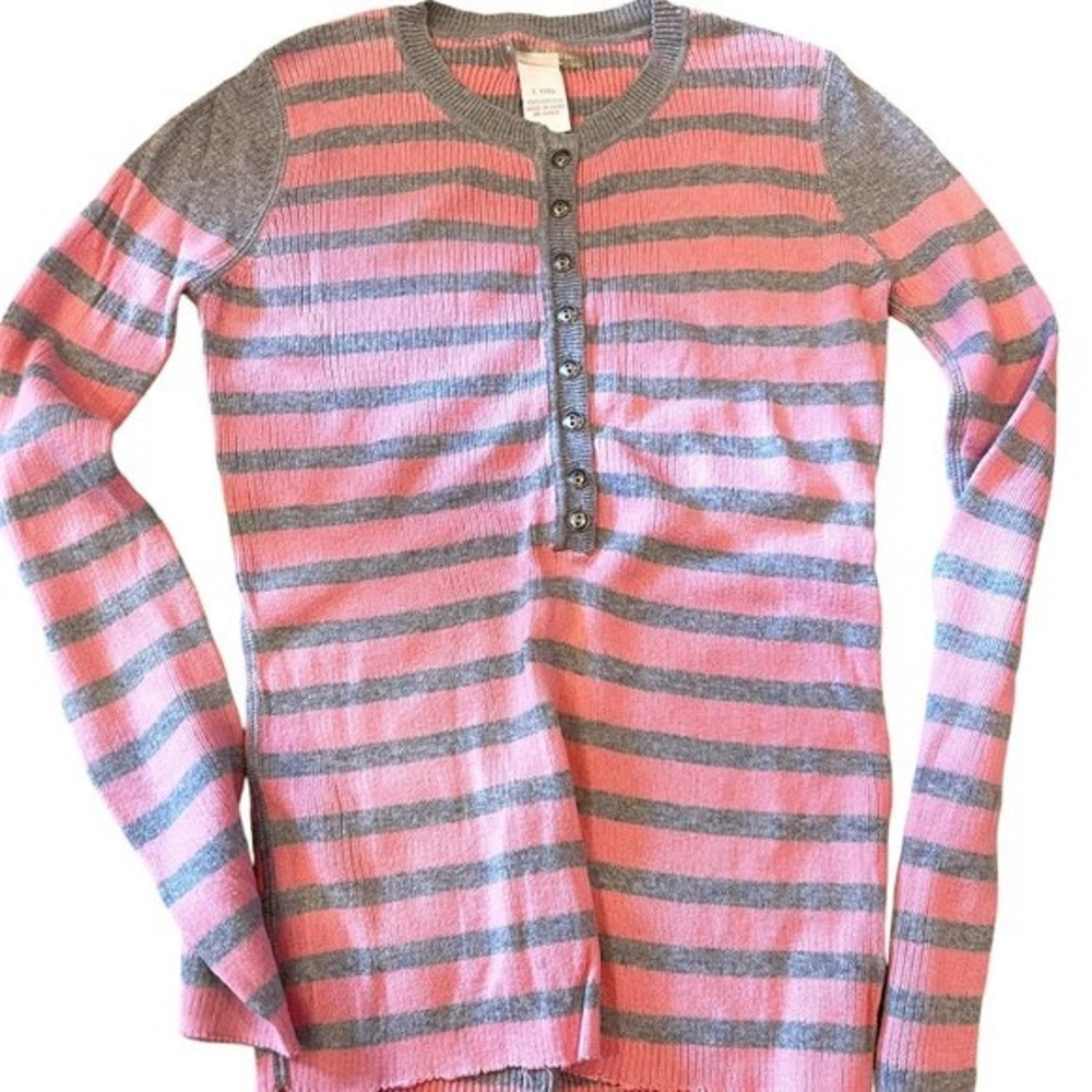 Phosphorus Gray and Pink Stripes Longsleeves Sweater, Large (12), Like New